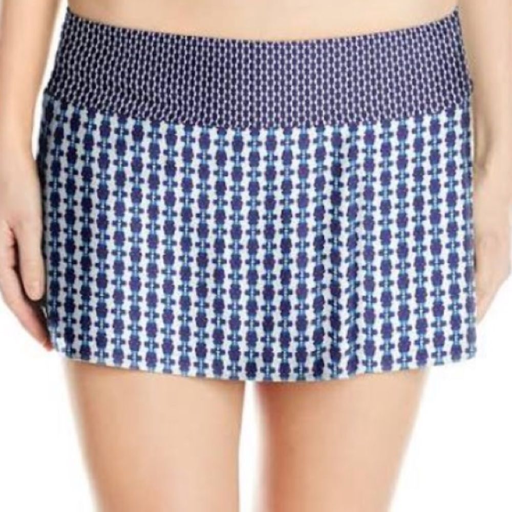 PrAna Blue Satki Print Swim Skirted Bikini Bottom S
